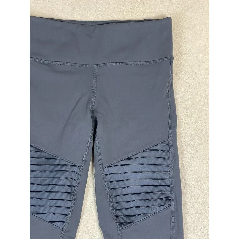 Alo Yoga‎ Legging Womens S Gray Moto Athletic Stretch Performance Skinny Pants